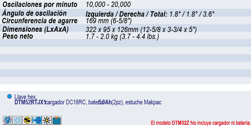 MULTIHERRAMIENTA INALÁMBRICA 18V MAKITA DTM52RTJX1